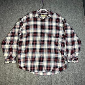 Eddie Bauer Shirt Mens L Cotton Long Sleeve Button Front Relaxed Fit Plaid